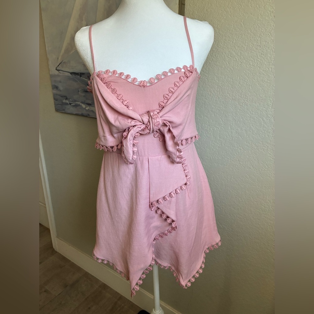 Francesca’s Mi Ami Pink Pom-Pom Trim Romper